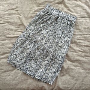 Madewell Blue Floral Midi Skirt